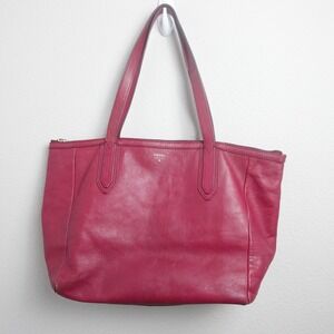 Fossil Leather Y2K Sydney Shopper Tote Red Shoulder Bag Purse Handbag With Flaws